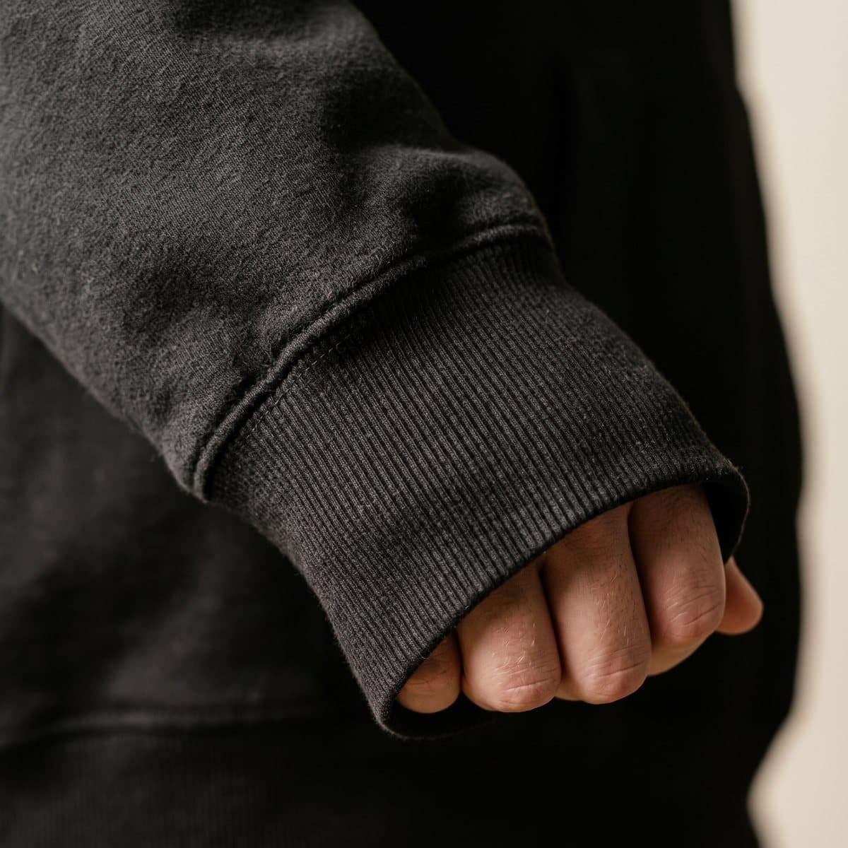 Ribbed cuffs and hem, Black